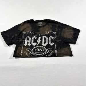 AC/ DC Womens Crop "For Those About To Rock We Salute You" Tee T-shirt Tie Dye S